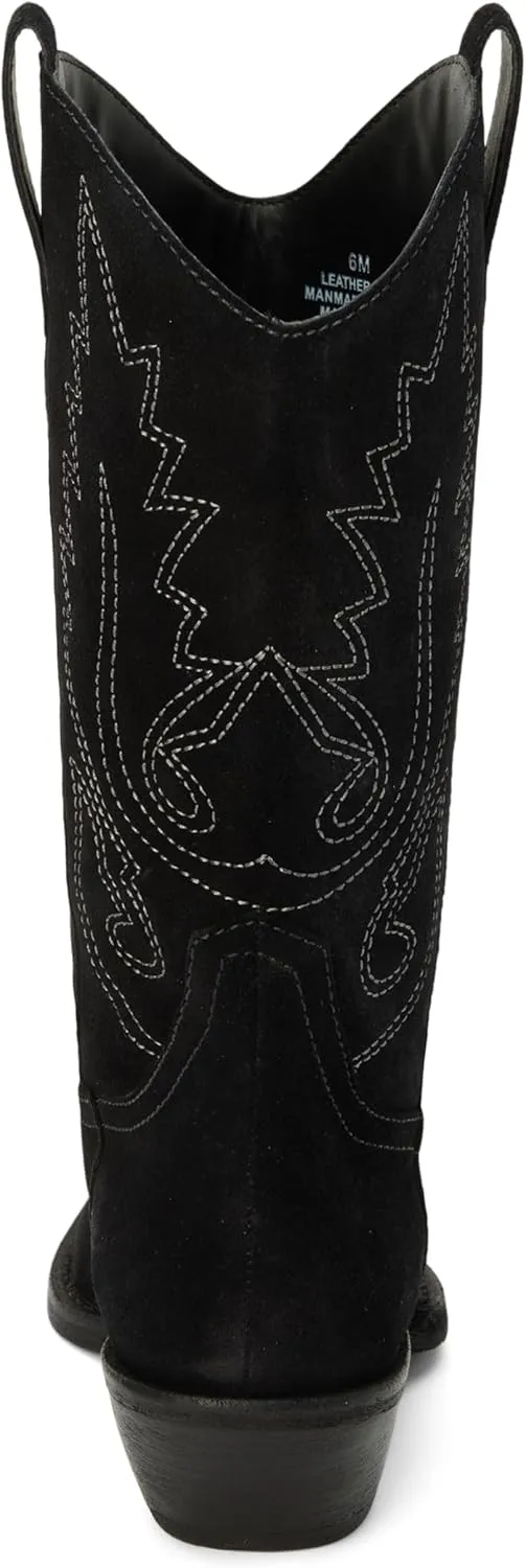 Coconuts by Matisse Womens Gaucho Embroidered Snip Toe Casual Boots Mid Calf Low Heel 1-2" - Black