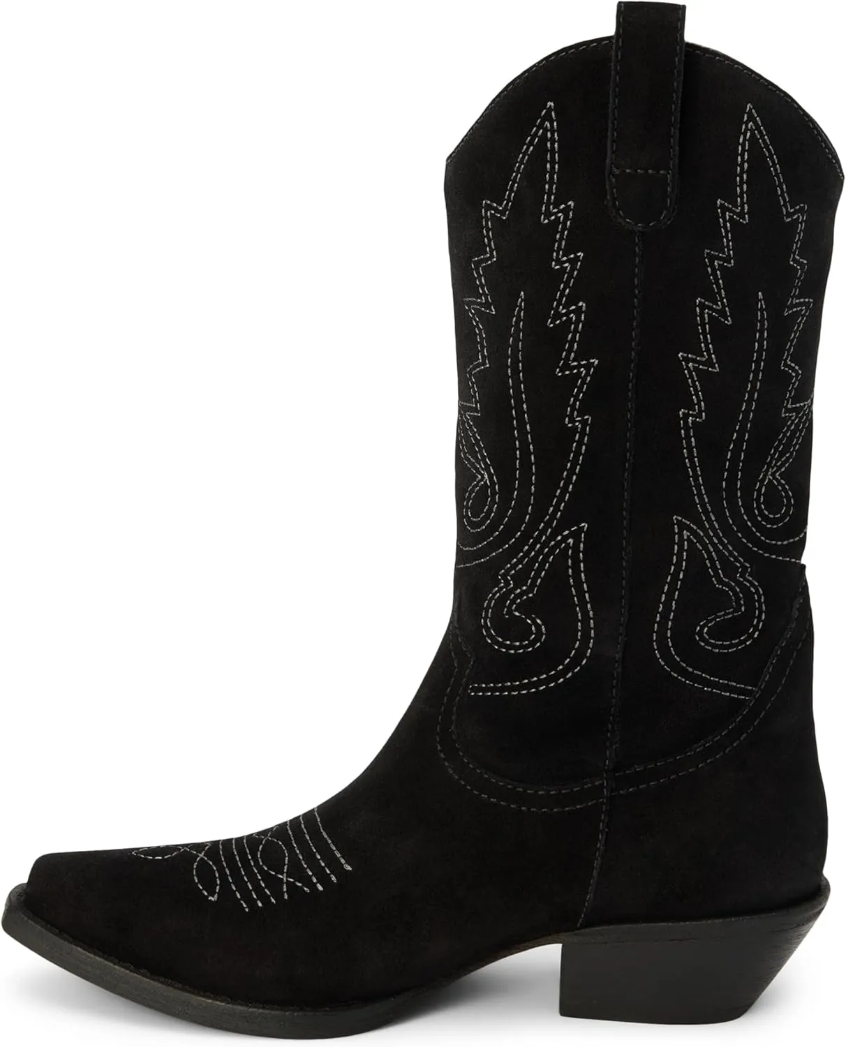 Coconuts by Matisse Womens Gaucho Embroidered Snip Toe Casual Boots Mid Calf Low Heel 1-2" - Black