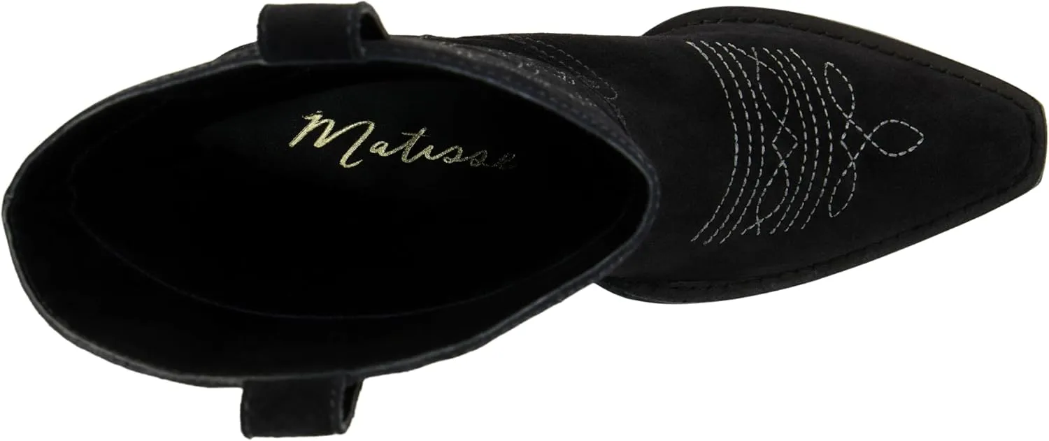 Coconuts by Matisse Womens Gaucho Embroidered Snip Toe Casual Boots Mid Calf Low Heel 1-2" - Black