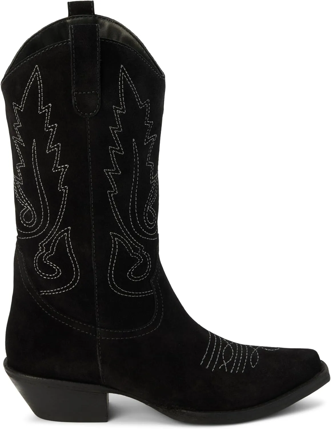 Coconuts by Matisse Womens Gaucho Embroidered Snip Toe Casual Boots Mid Calf Low Heel 1-2" - Black