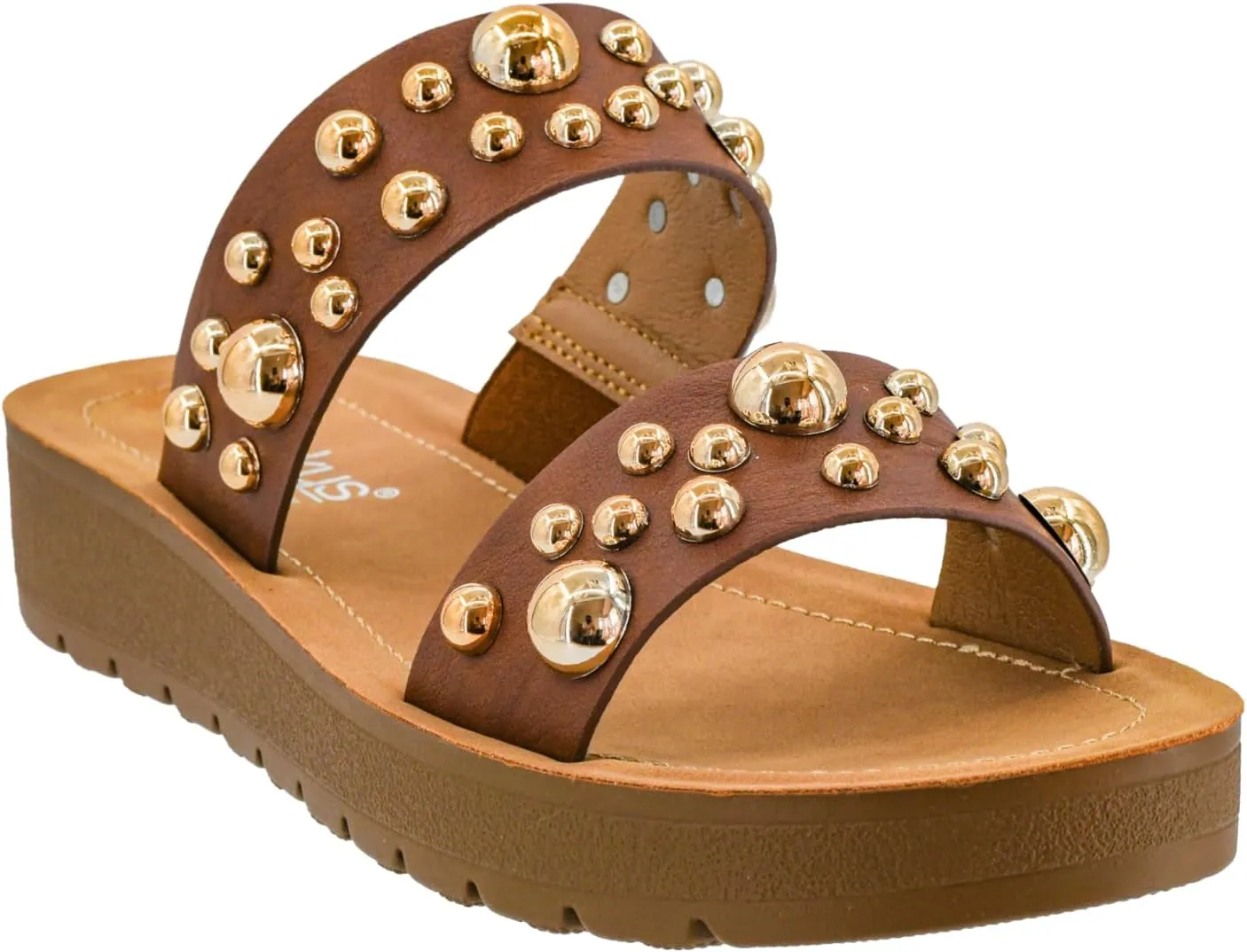 Corkys Footwear Womens Bad Romance Sandals - Featuring Dome Embellished Straps, And An Easy Slip-On Design - Stylish and Comfortable for Everyday Wear
