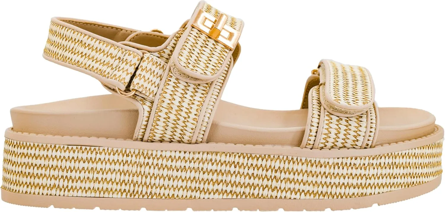 Corkys Footwear Women's Go For It Sandals - Featuring A Chic Two-Strap Design with 2-Inch Platform and Adjustable Hook and Loop Closure for Comfort and Style