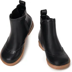 Coutgo Girls Chelsea Ankle Boots Side Zipper Comfortable Combat Dress Booties for Toddler/Little Kid/Big Kids