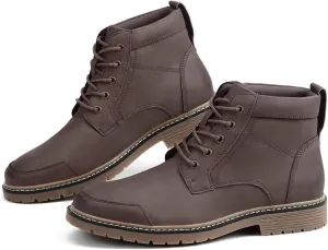 Coutgo Men's Chukka Boots Lace Up Motorcycle Boots Non-Slip Sole Work Waterproof Dress Ankle Boots