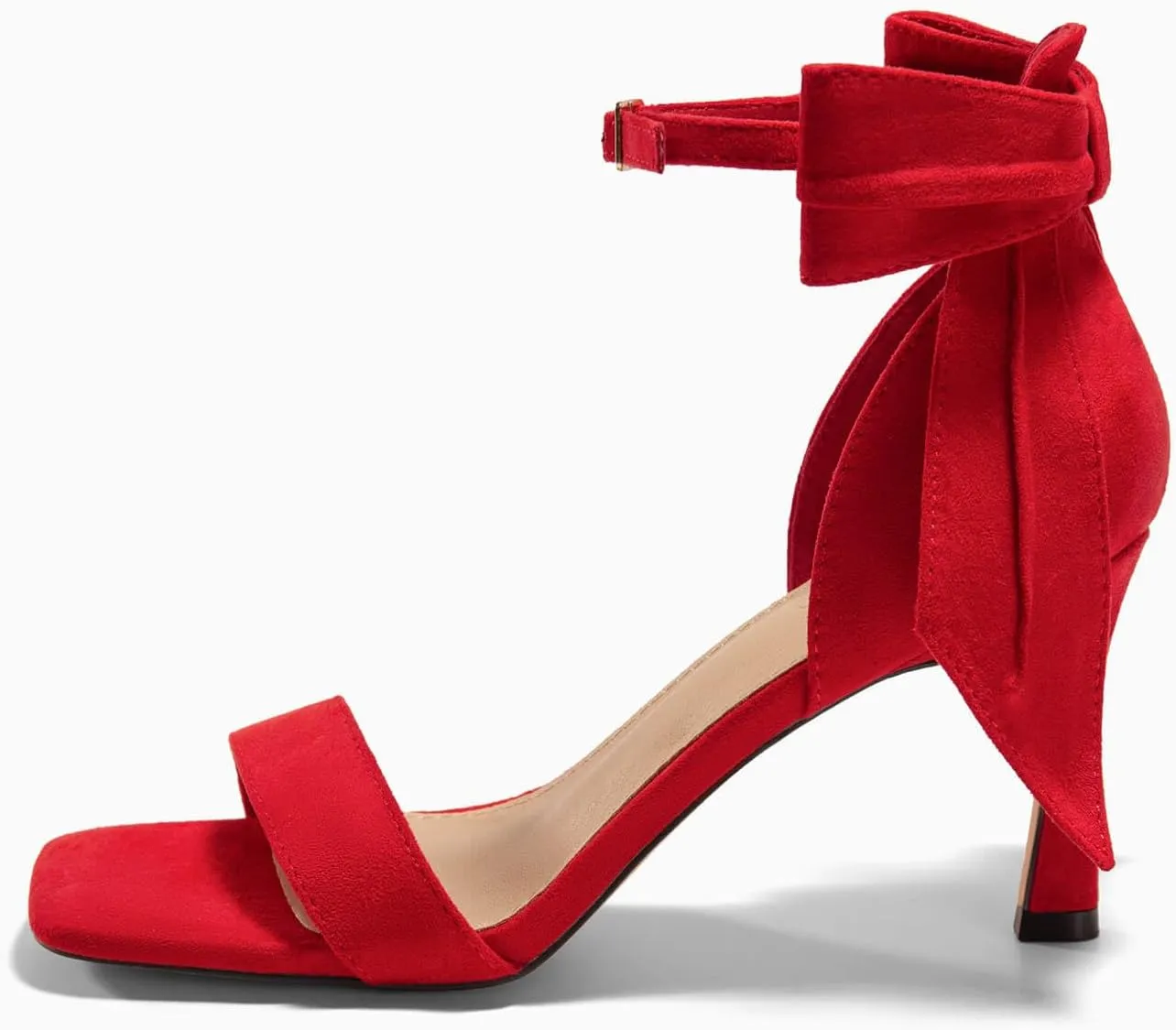 Coutgo Womens Bow Tie High Heels One Strap Heeled Sandals Sexy Stiletto Open Toe Wedding Bride Shoes