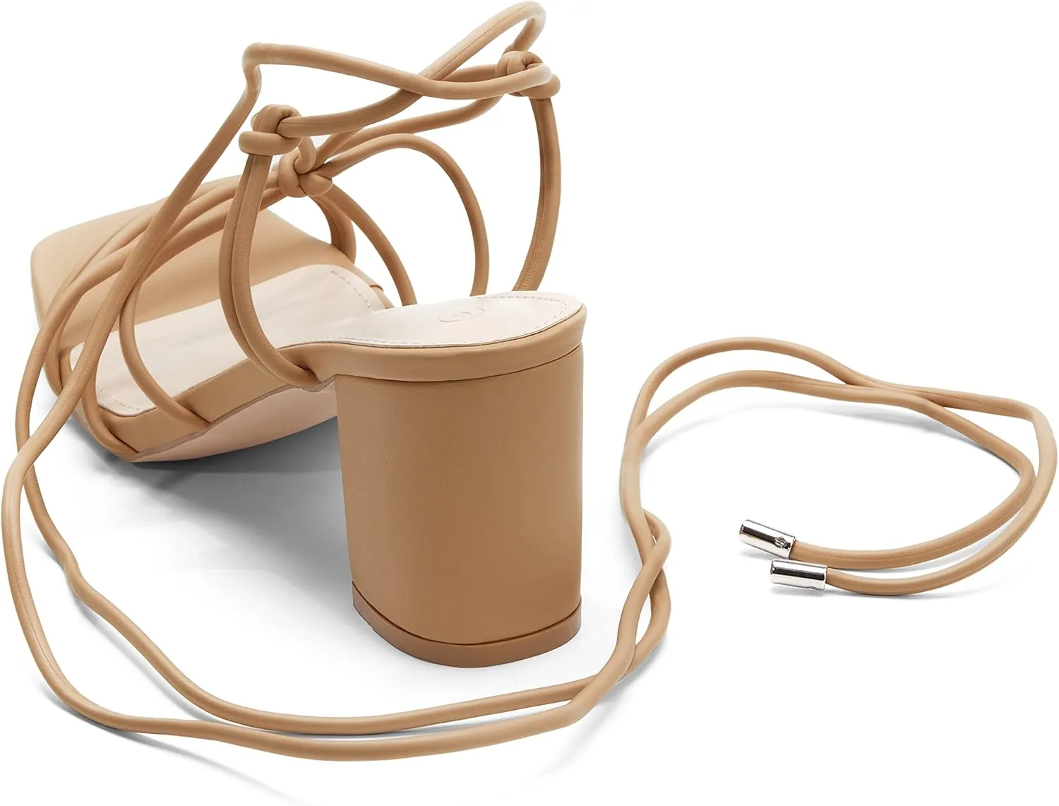Coutgo Women's Chunky Heel Sandals Lace Up Heels Square Toe Strappy Straps Party Shoes