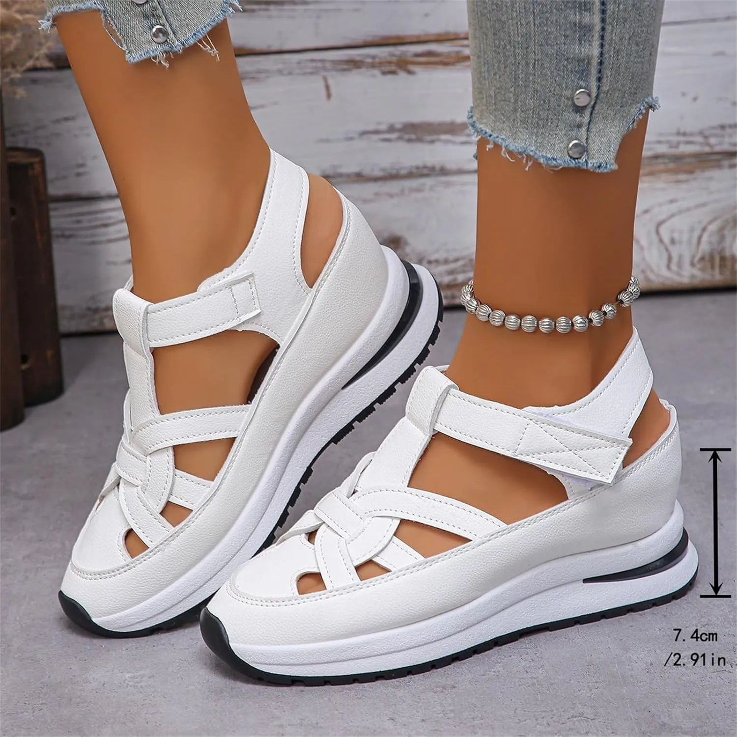 CRNTCEM Womens Sports Sandals Summer Lightweight Hollow Outdoor Comfortable Casual Sandals 2025 New Breathable Platform Wedge Stylish Roman Sandal