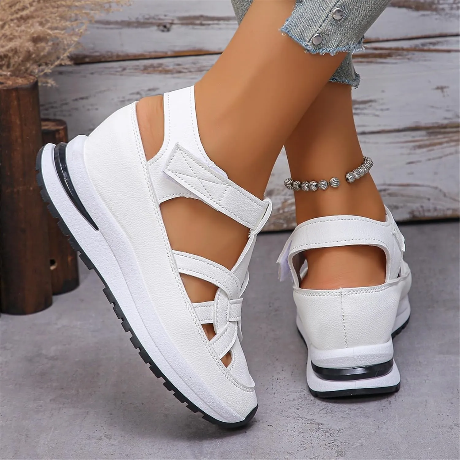 CRNTCEM Womens Sports Sandals Summer Lightweight Hollow Outdoor Comfortable Casual Sandals 2025 New Breathable Platform Wedge Stylish Roman Sandal