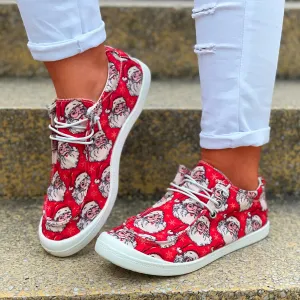 Crzidha Christmas Shoes for Women,Christmas Print Fashion Sneakers, Lace Up Low Top Flats Canvas Shoes Cute Funny Cartoon Snowman Print Lightweight Walking Boat Shoes Low Heels Slip On Loafers