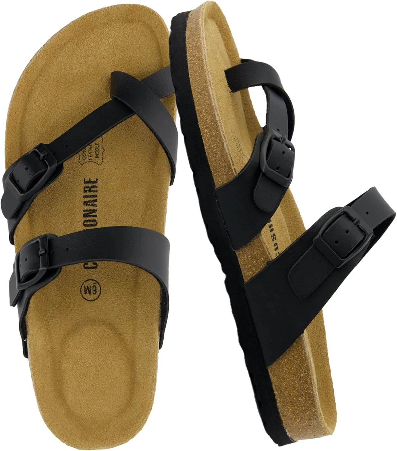 CUSHIONAIRE Women's Luna Cork Footbed Sandal With  Comfort