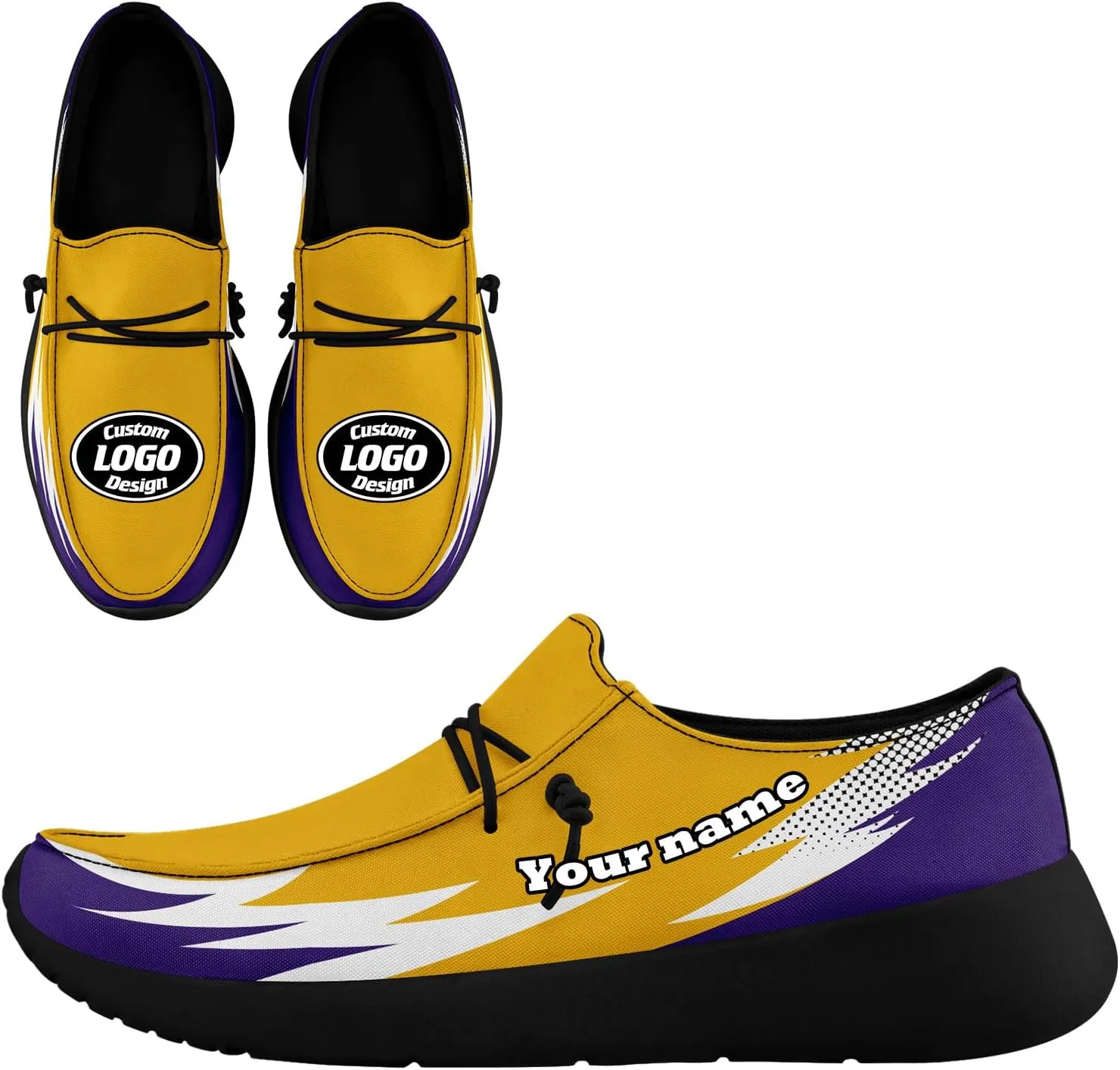 Custom Canvas Loafers for Men Women Print Name Image Logo Gift Slip On Light-Weight Comfortable Work Walking Boat Shoes