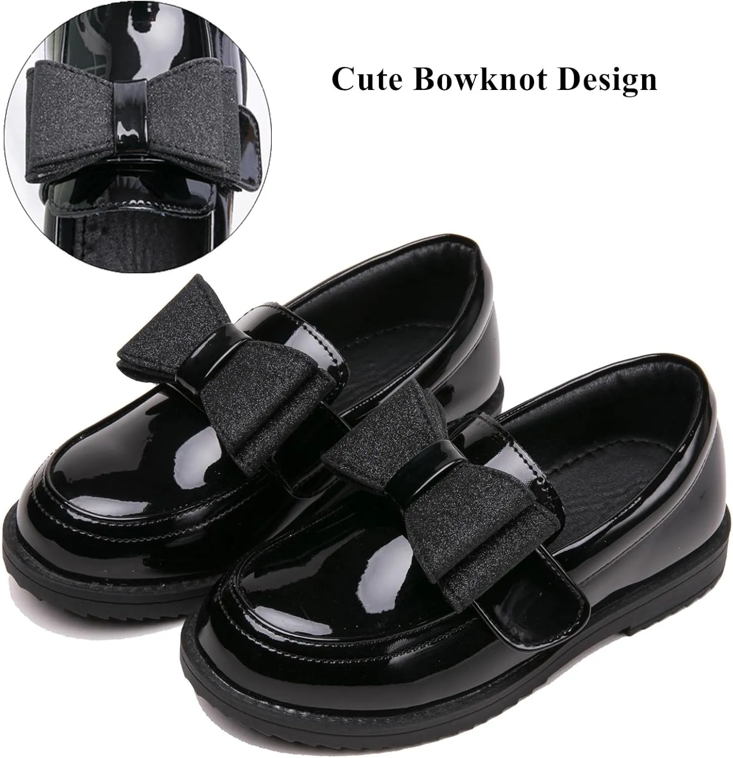 DADAWEN Girl's Loafers Slip On Bowknot Oxford Shoes Flats Round Toe Wedding Church School Uniform Dress Shoes (Toddler/Little Kid/Big Kid)