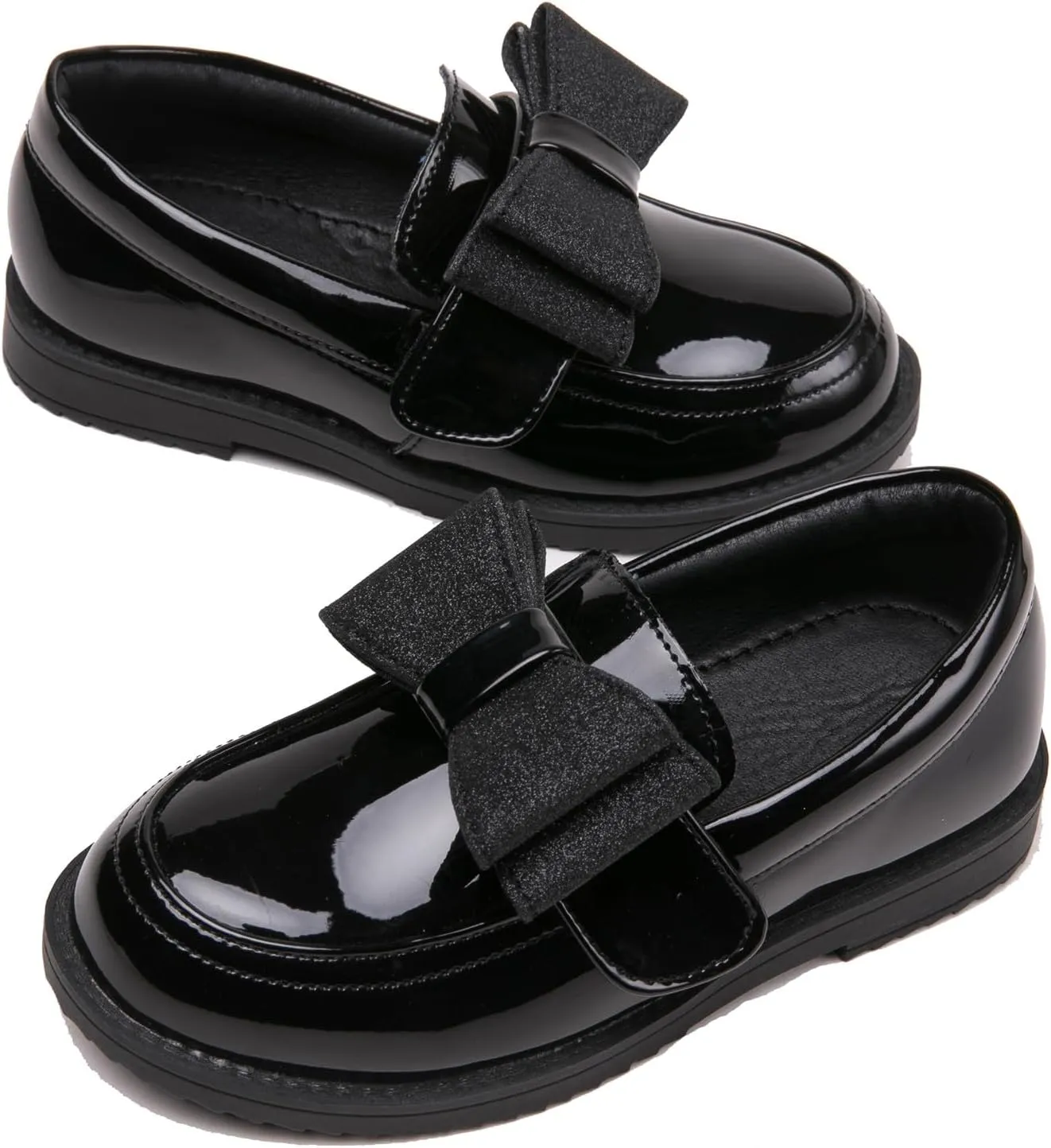 DADAWEN Girl's Loafers Slip On Bowknot Oxford Shoes Flats Round Toe Wedding Church School Uniform Dress Shoes (Toddler/Little Kid/Big Kid)