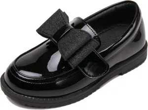 DADAWEN Girl's Loafers Slip On Bowknot Oxford Shoes Flats Round Toe Wedding Church School Uniform Dress Shoes (Toddler/Little Kid/Big Kid)