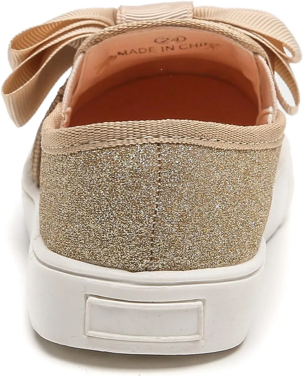 DADAWEN Girls Slip On Glitter Sneakers Cute Bow Lazy Tennis Shoes Loafers for Little Girls(Toddler/Little Kid/Big Kid)