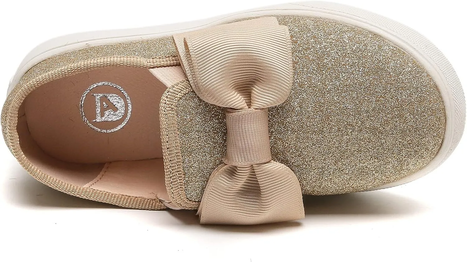 DADAWEN Girls Slip On Glitter Sneakers Cute Bow Lazy Tennis Shoes Loafers for Little Girls(Toddler/Little Kid/Big Kid)
