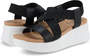 Daisy Fuentes Women's Wedge Sandals Frill – Comfortable Design in Latte and Slate Blue, Sizes 6-10