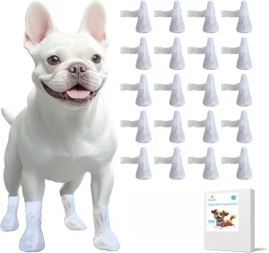 Disposable Dog Booties, 20pcs Dog Paw Protectors, Durable Knit Design w/Secure Strap, Non-Absorbent, S/M/L for Small & Medium Dogs (L)