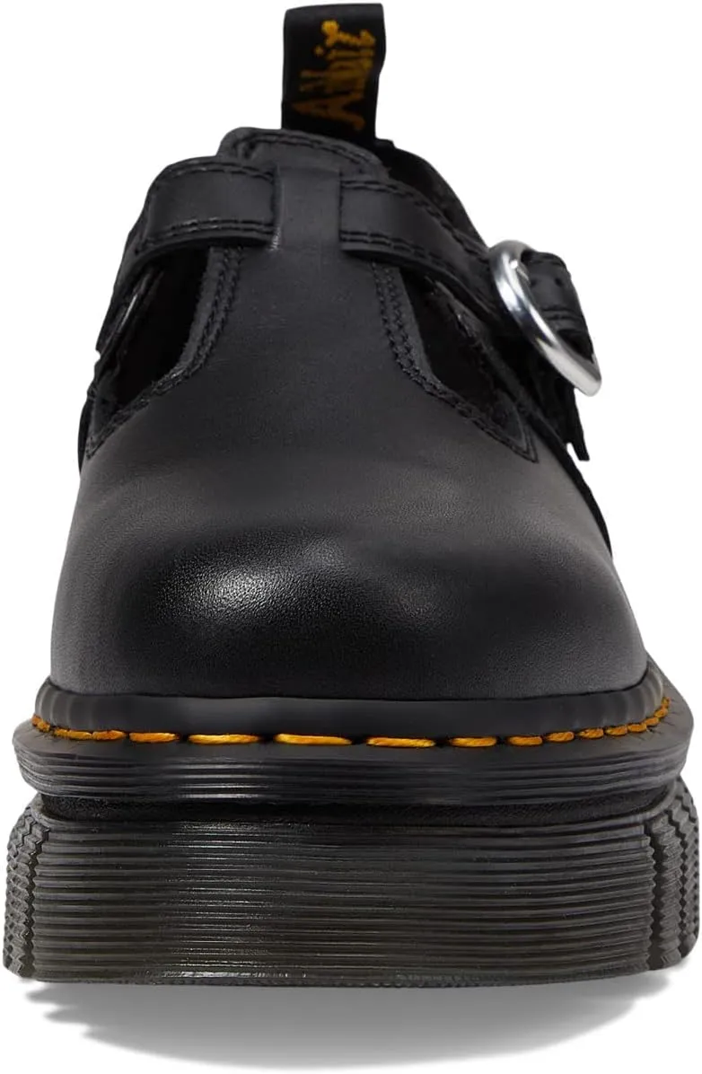 Dr. Martens Audrick T Bar Women’s Platform Loafers – Leather Upper – Buckle Strap Closure – Chunky Heel