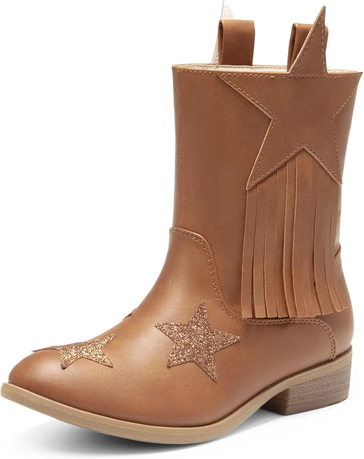 DREAM PAIRS Girls Cowgirl Cowboy Western Mid Calf Tassel Boots