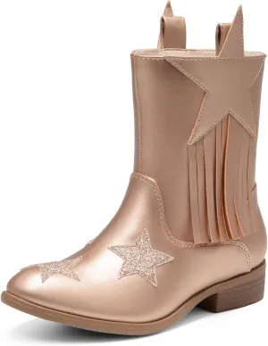 DREAM PAIRS Girls Cowgirl Cowboy Western Mid Calf Tassel Boots