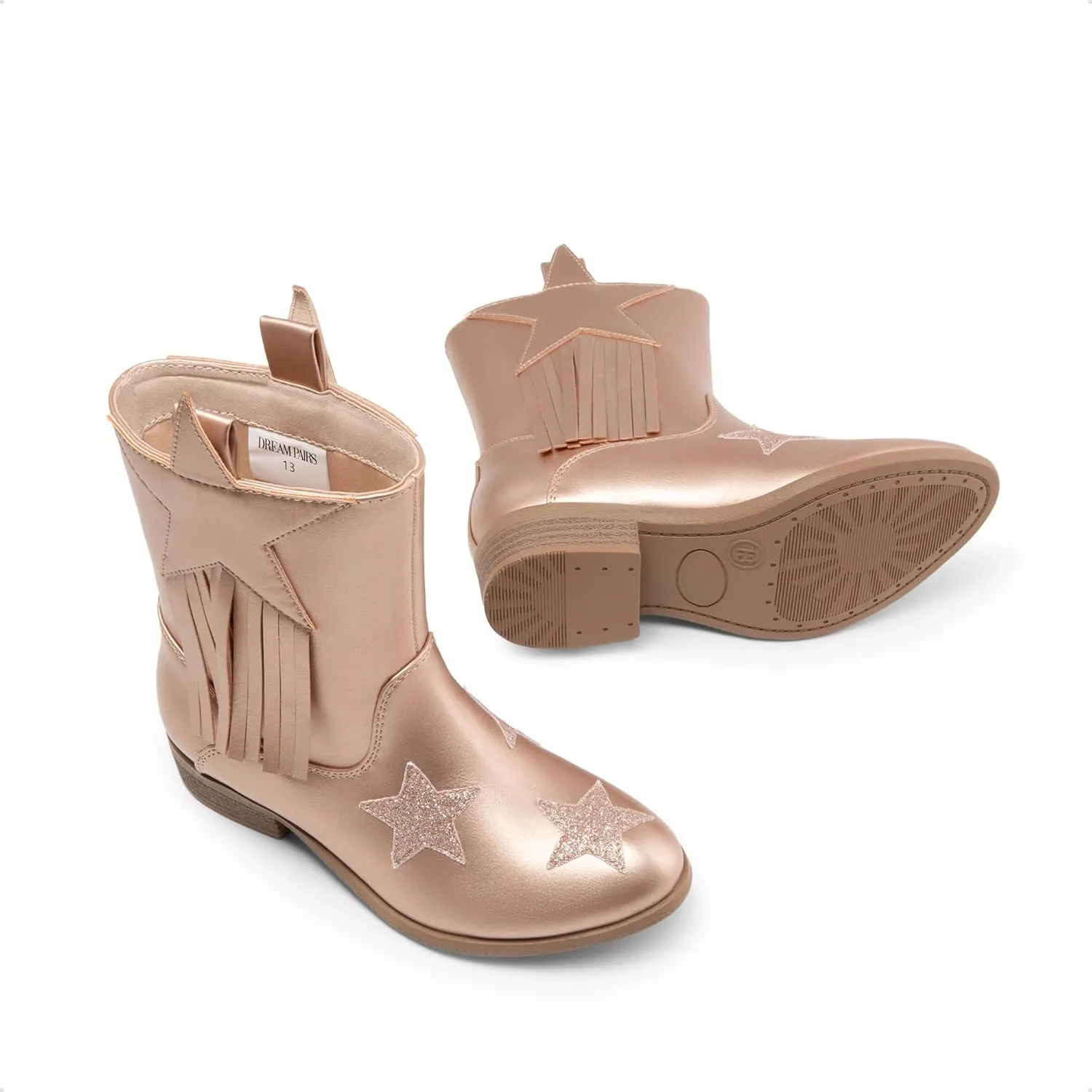 DREAM PAIRS Girls Cowgirl Cowboy Western Mid Calf Tassel Boots