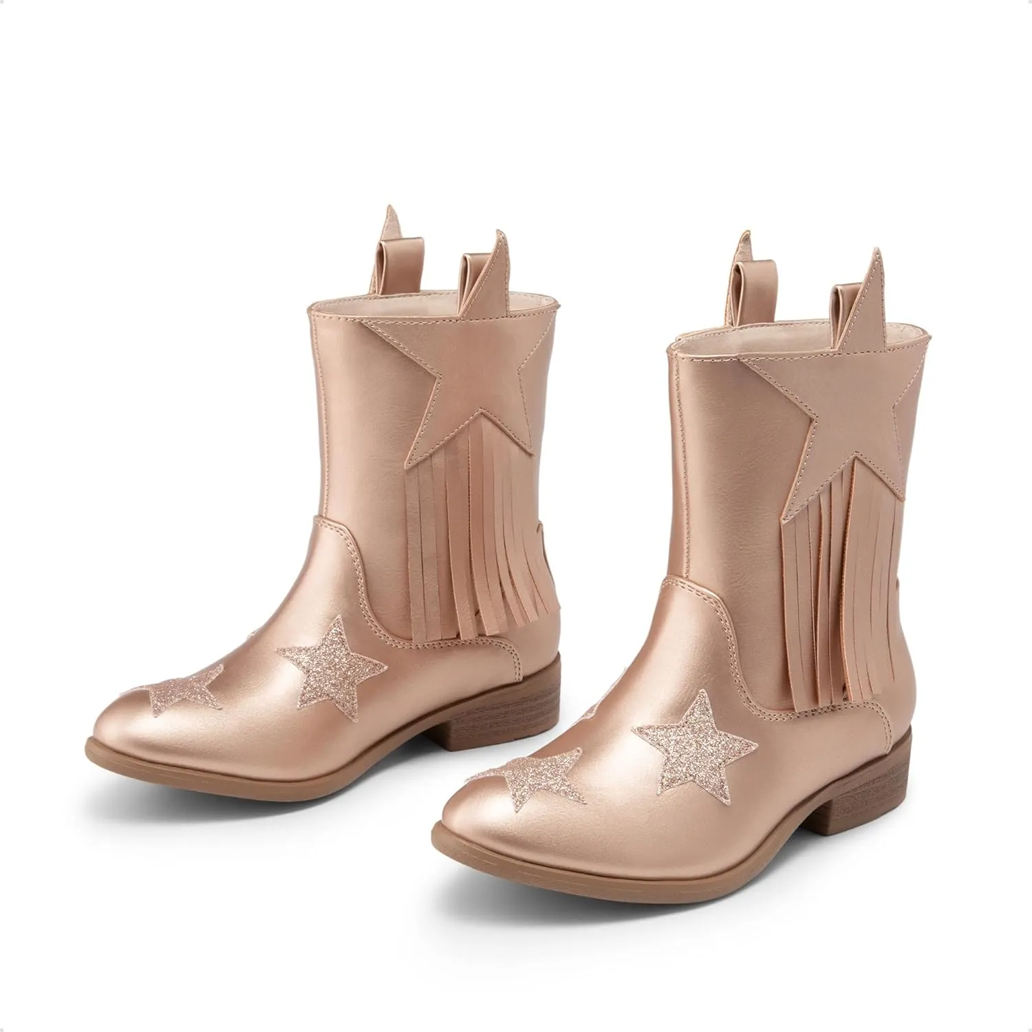 DREAM PAIRS Girls Cowgirl Cowboy Western Mid Calf Tassel Boots