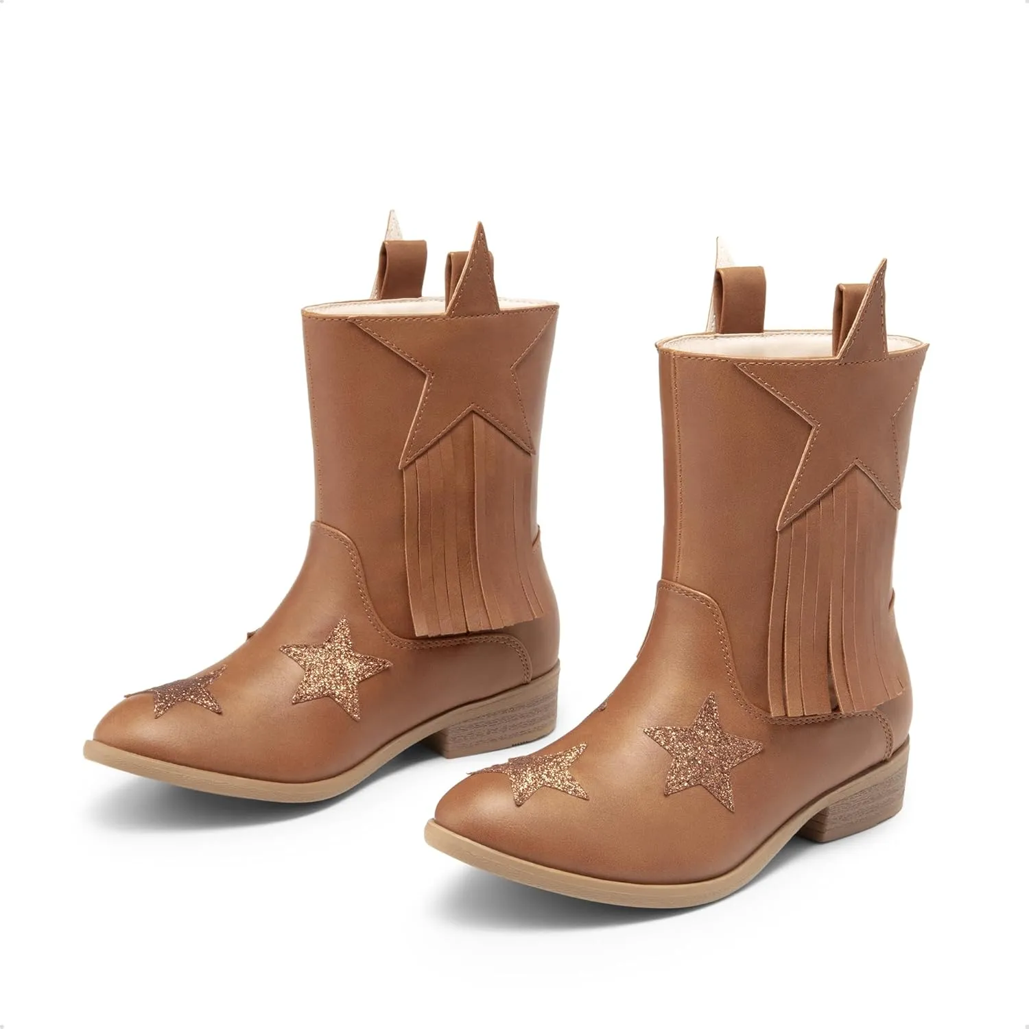 DREAM PAIRS Girls Cowgirl Cowboy Western Mid Calf Tassel Boots
