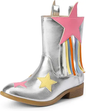 DREAM PAIRS Girls Cowgirl Cowboy Western Mid Calf Tassel Boots