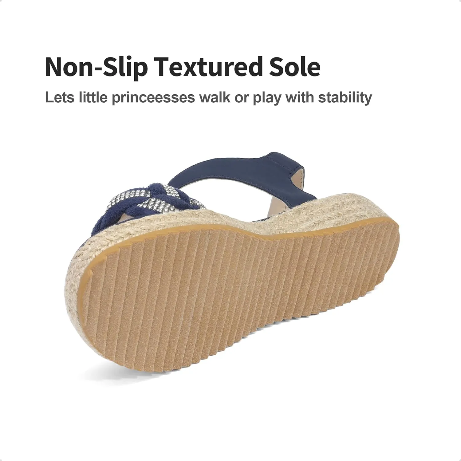 DREAM PAIRS Girls Espadrille Flatform Platform Wedge Open Toe Summer Sandals for Little Kid, Big Kid, Casual, Vacation or Formal Use