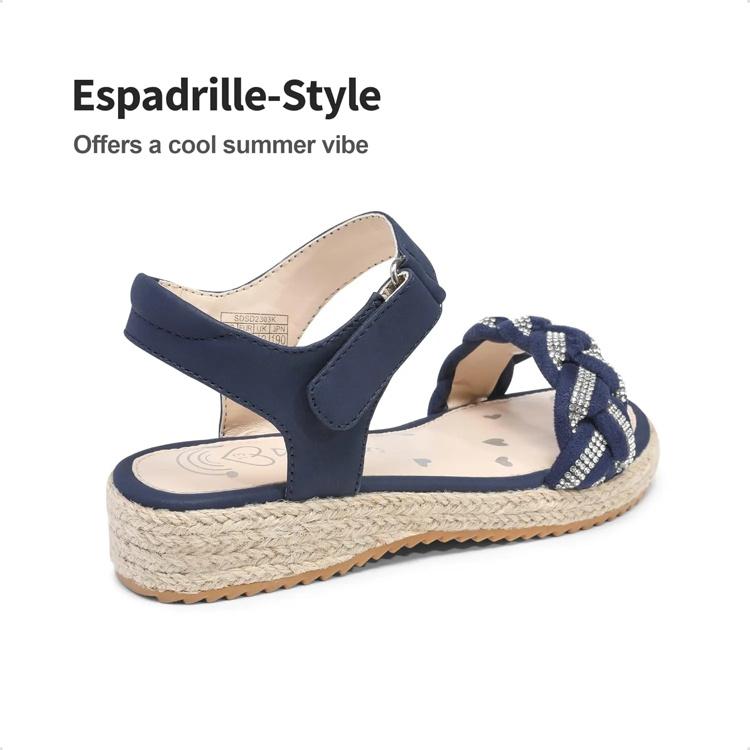 DREAM PAIRS Girls Espadrille Flatform Platform Wedge Open Toe Summer Sandals for Little Kid, Big Kid, Casual, Vacation or Formal Use
