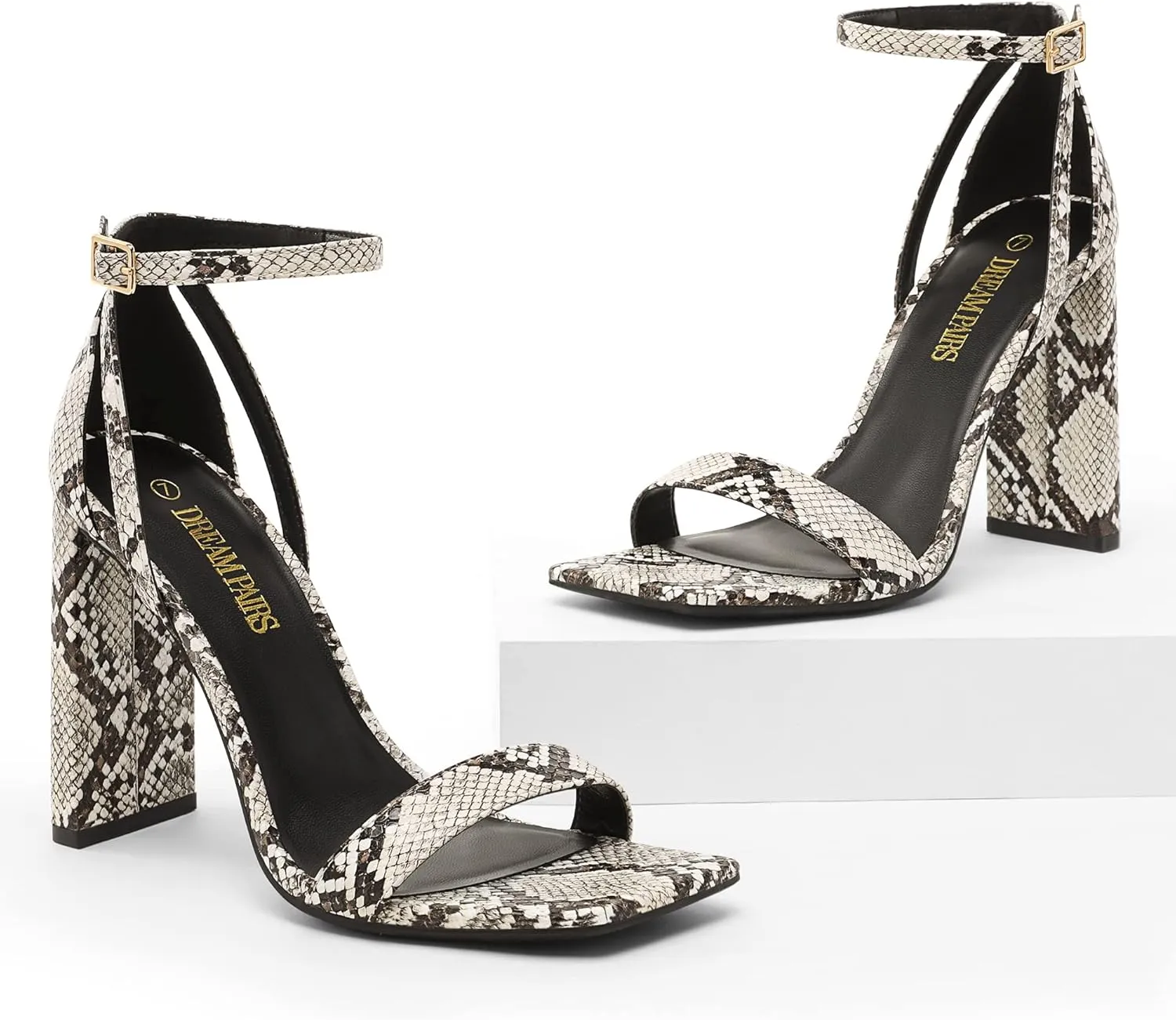 DREAM PAIRS High Heels Chunky Block Square Toe Heels for Women Dressy Open Toe Heel Sandals