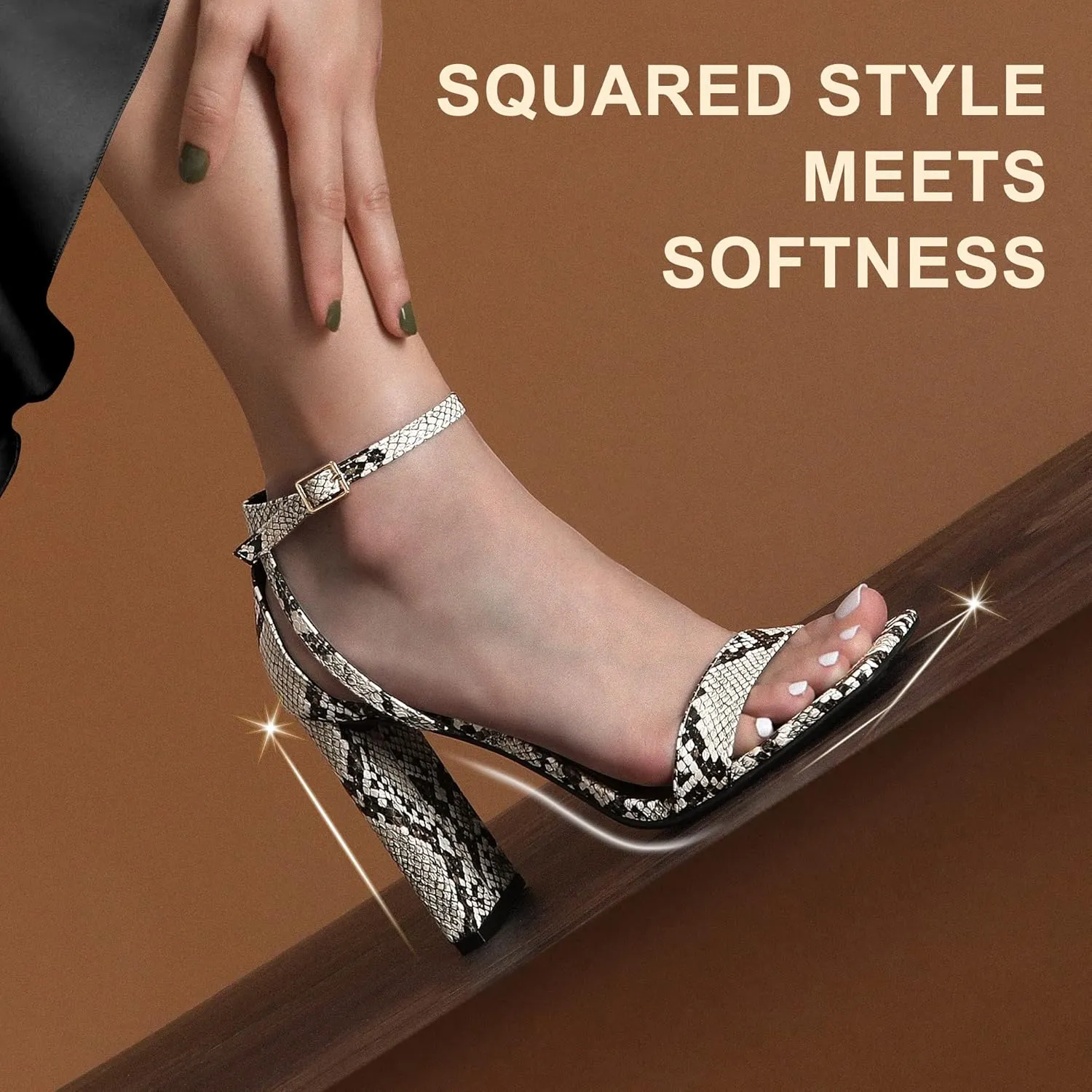 DREAM PAIRS High Heels Chunky Block Square Toe Heels for Women Dressy Open Toe Heel Sandals