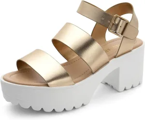 DREAM PAIRS Platform Heels for Women Lightweight Chunky Open Toe Stylish Comfortable Fisherman Sandals with Adjustable Ankle Strap