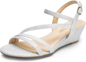 DREAM PAIRS Strappy Wrapped Dressy Wedge Sandals, Comfortable Ankle Strap Open Toe Evening Dress Wedding Dance Summer Shoes