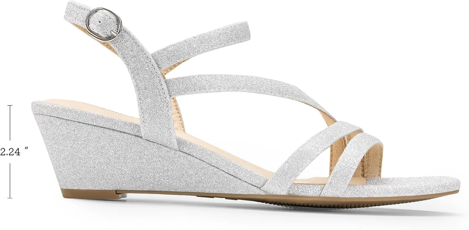 DREAM PAIRS Strappy Wrapped Dressy Wedge Sandals, Comfortable Ankle Strap Open Toe Evening Dress Wedding Dance Summer Shoes