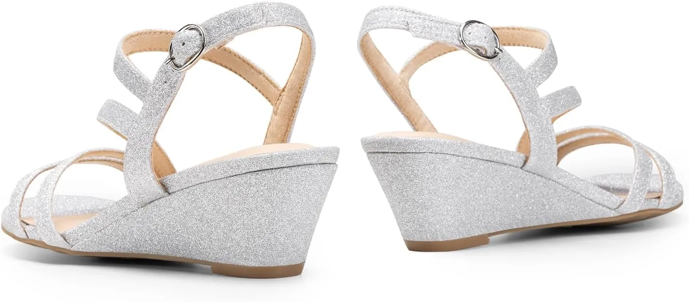 DREAM PAIRS Strappy Wrapped Dressy Wedge Sandals, Comfortable Ankle Strap Open Toe Evening Dress Wedding Dance Summer Shoes