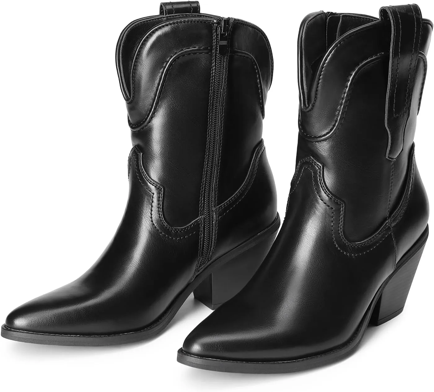 DREAM PAIRS Women's Cowboy Ankle Boots Western Booties Low Heel Pointed Toe Cowgirl Boots