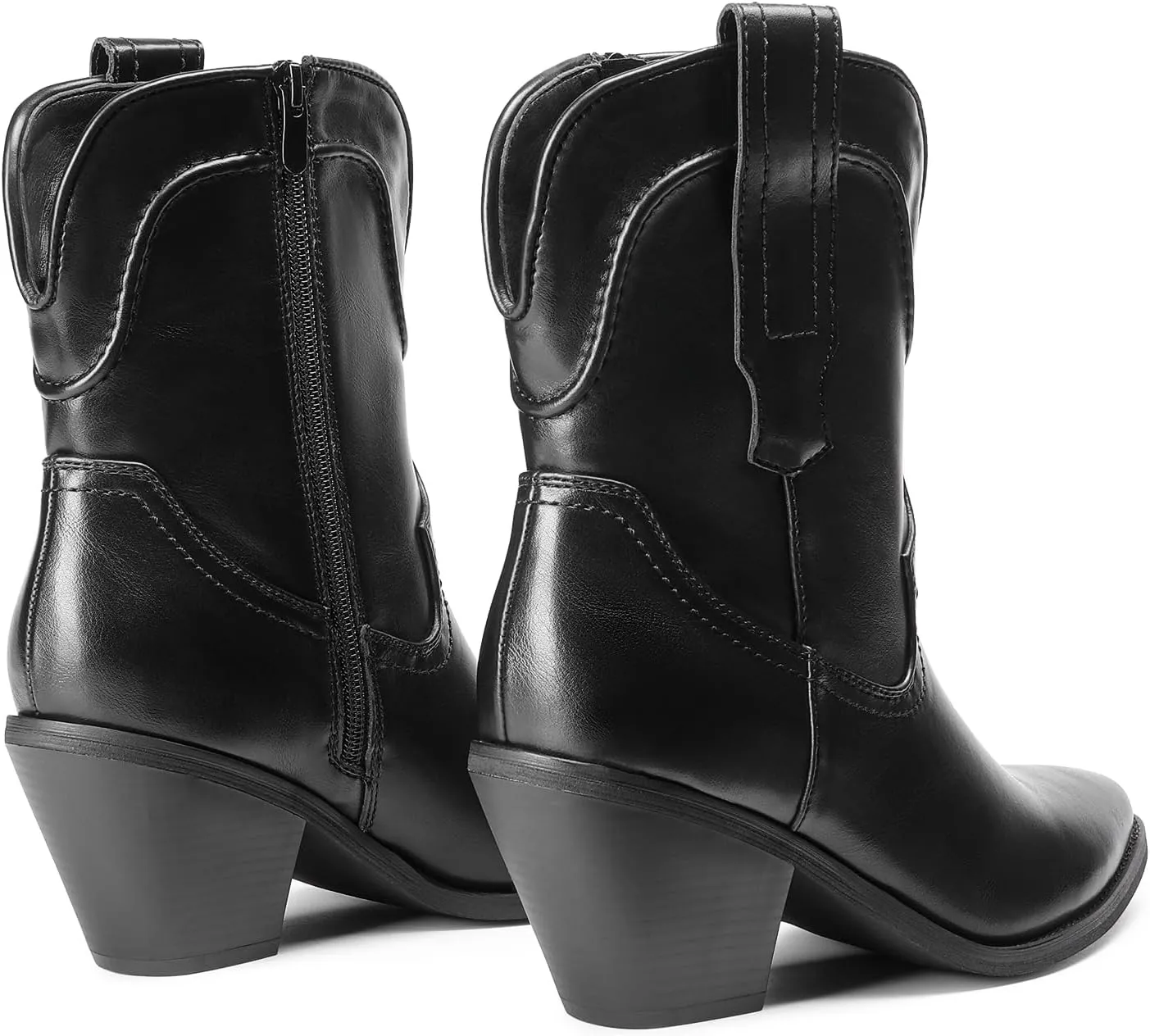 DREAM PAIRS Women's Cowboy Ankle Boots Western Booties Low Heel Pointed Toe Cowgirl Boots