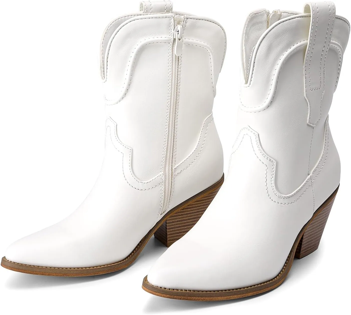DREAM PAIRS Women's Cowboy Ankle Boots Western Booties Low Heel Pointed Toe Cowgirl Boots