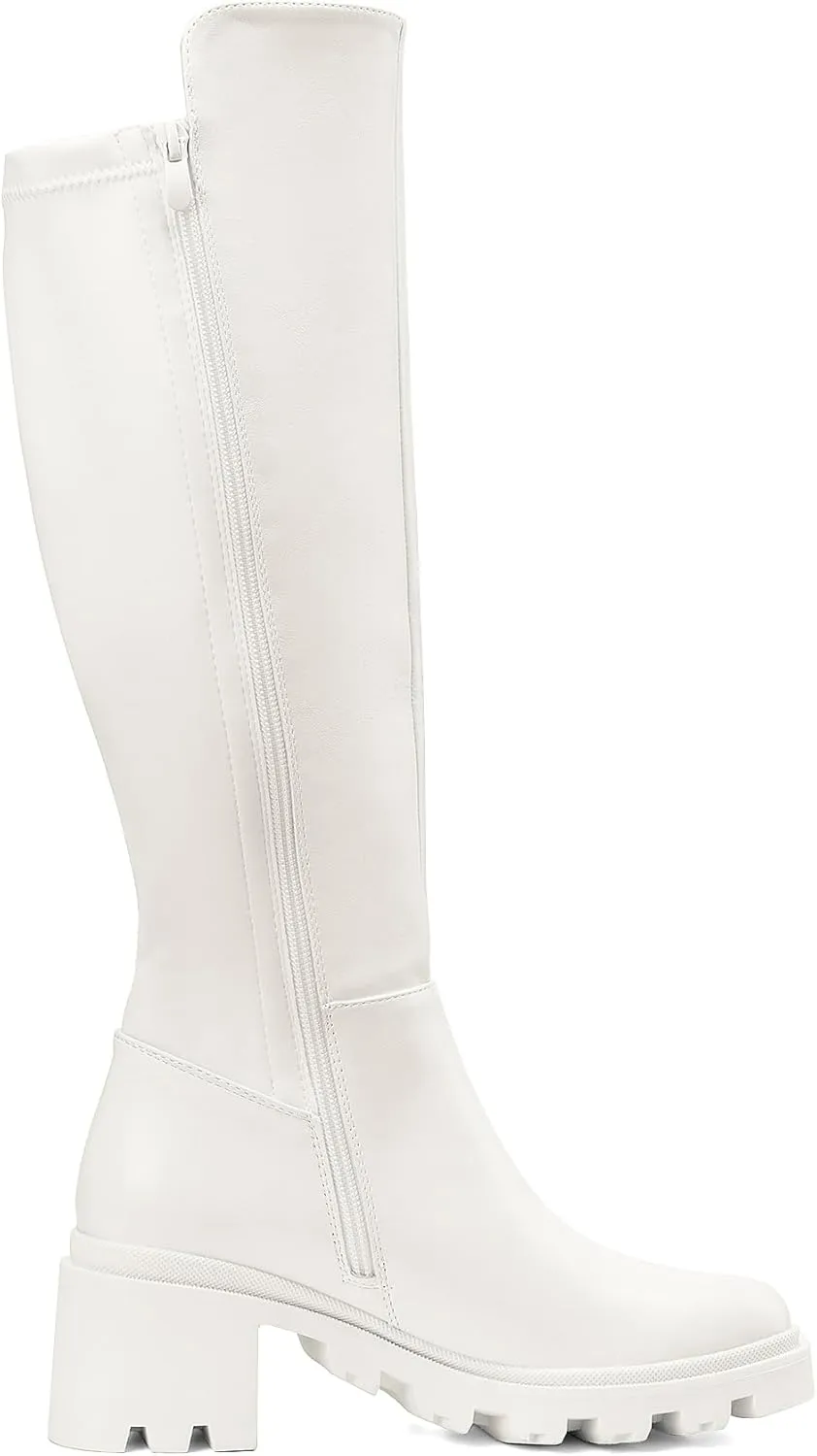 DREAM PAIRS Women's Knee High Boots, Comfortable Platform Round Toe Stretch Boots for Women