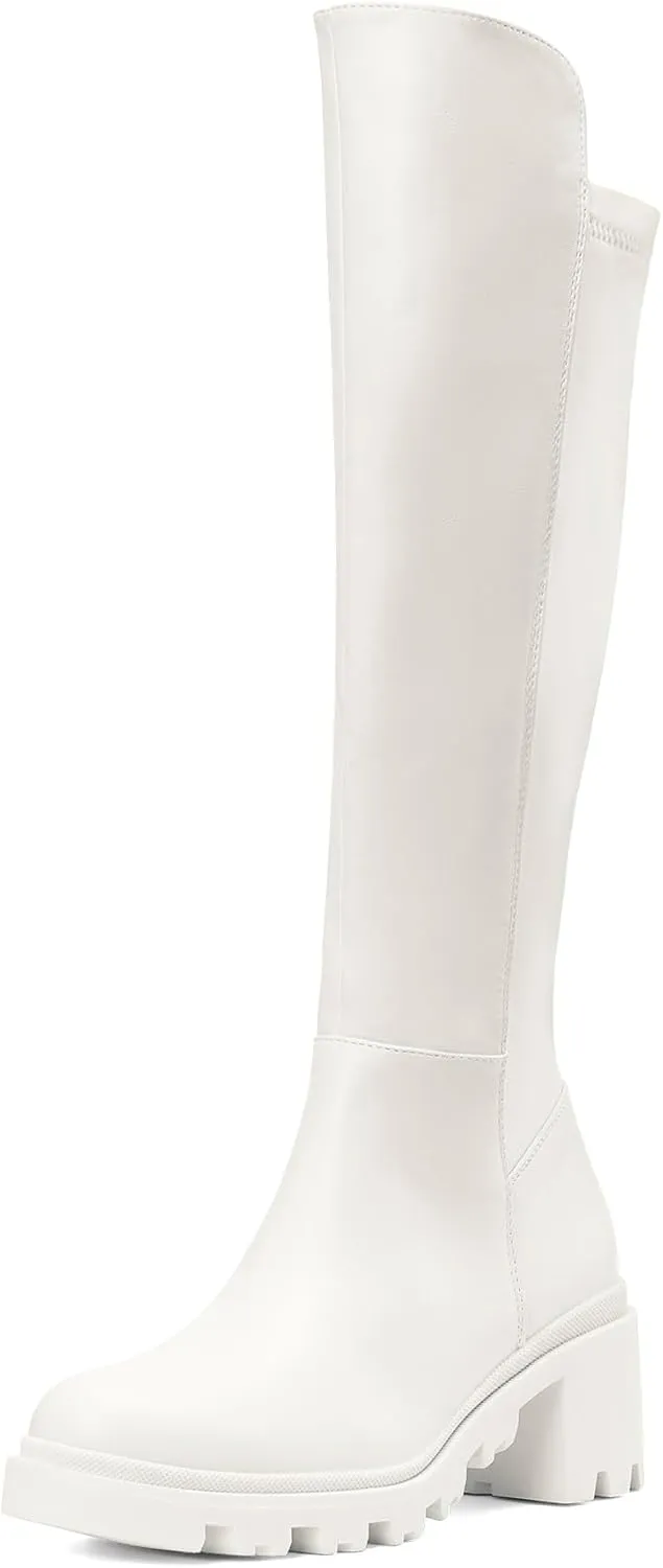 DREAM PAIRS Women's Knee High Boots, Comfortable Platform Round Toe Stretch Boots for Women