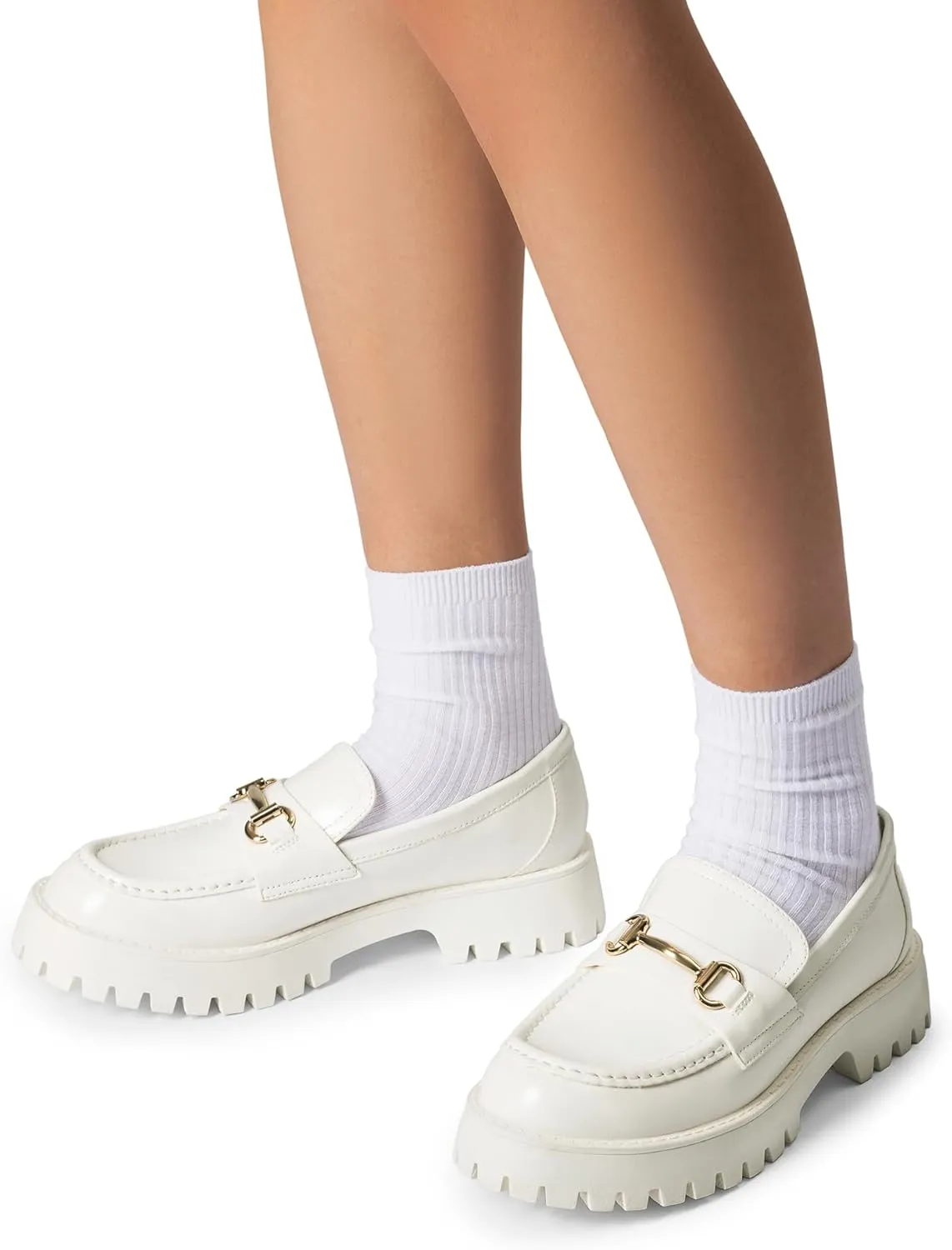 DREAM PAIRS Womens Loafers, Slip-On Platform Chunky Heel Penny Loafers for Women, Comfortable Womens Business Casual Shoes