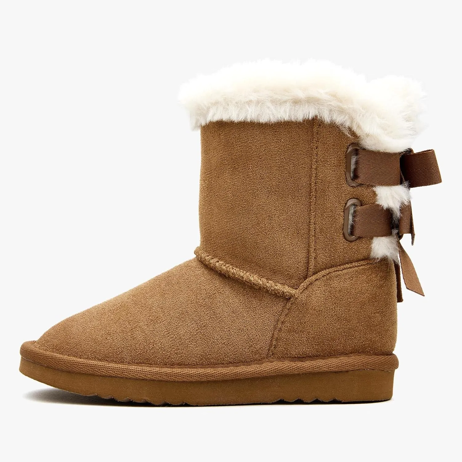 EasyStar Kids' Classic Bow-Tie Warm Fur Mid-Calf Snow Boots for Girls and Boys