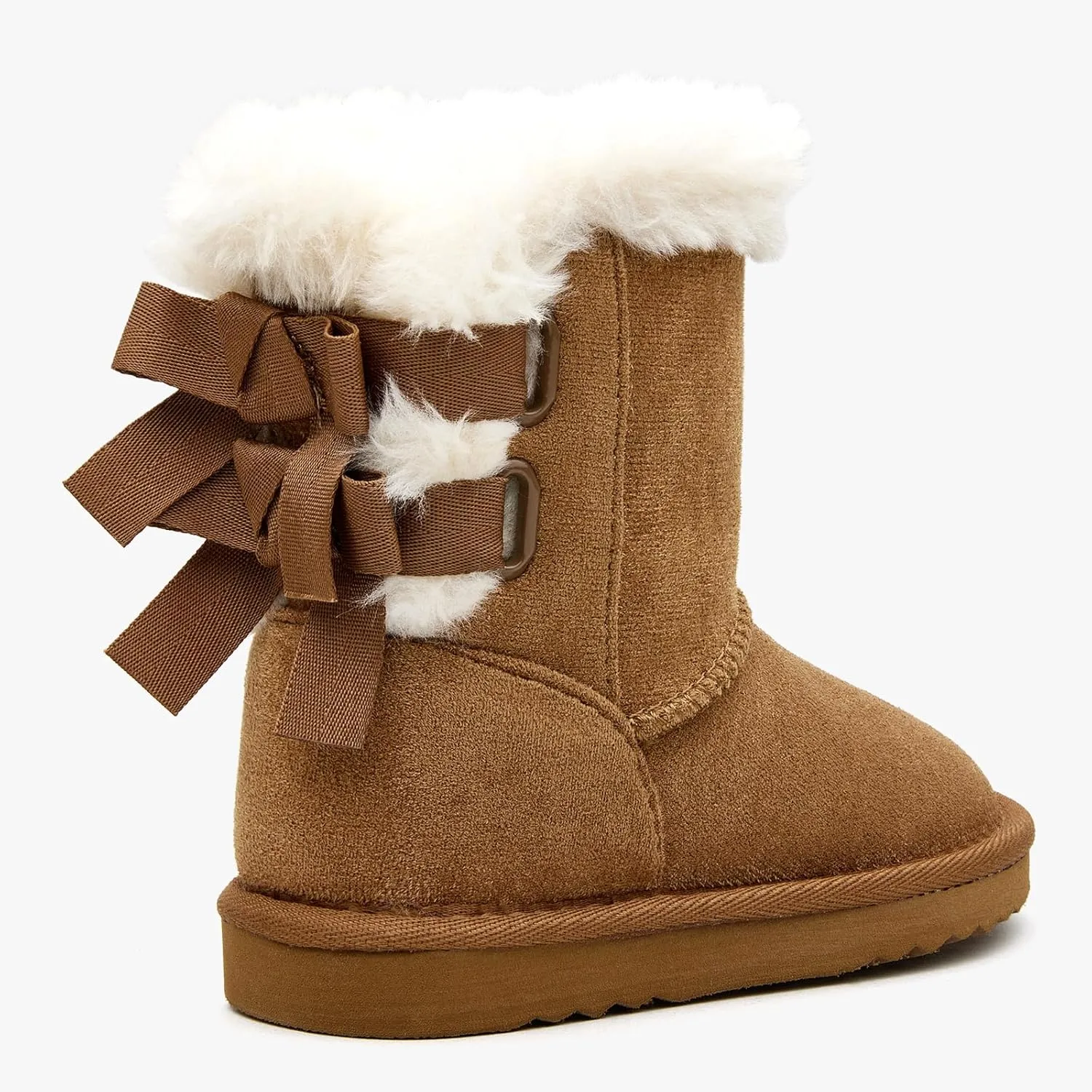 EasyStar Kids' Classic Bow-Tie Warm Fur Mid-Calf Snow Boots for Girls and Boys