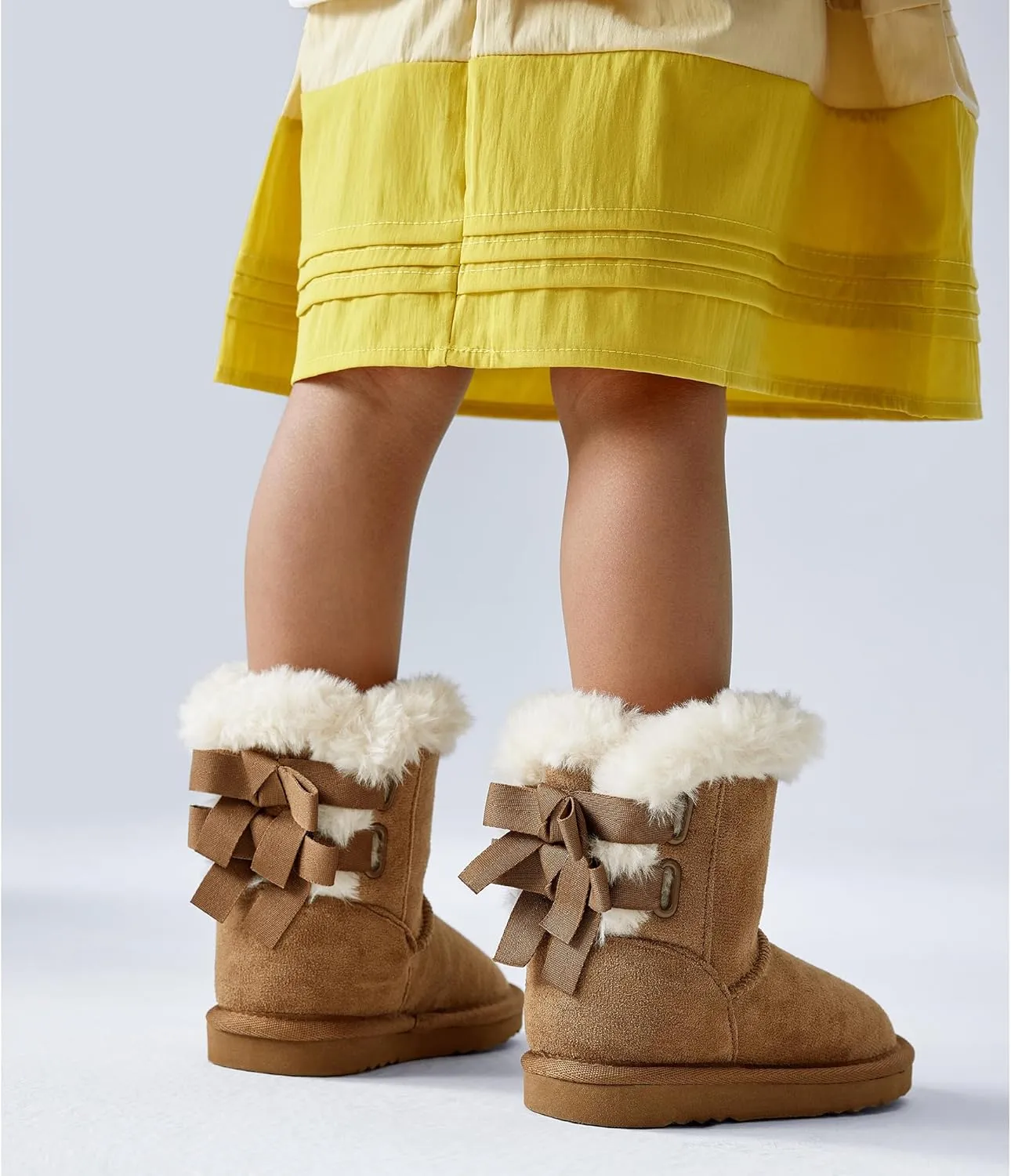 EasyStar Kids' Classic Bow-Tie Warm Fur Mid-Calf Snow Boots for Girls and Boys