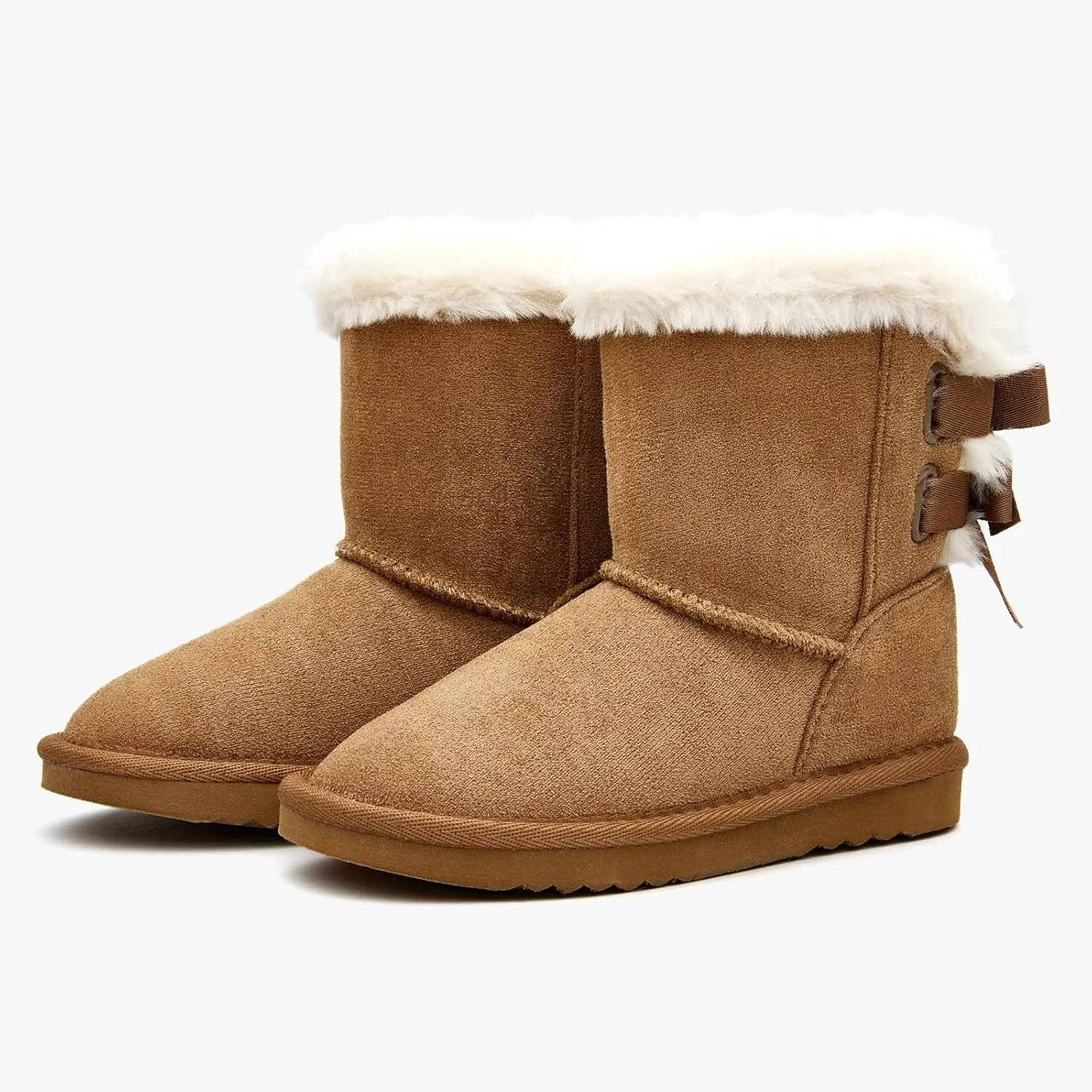 EasyStar Kids' Classic Bow-Tie Warm Fur Mid-Calf Snow Boots for Girls and Boys