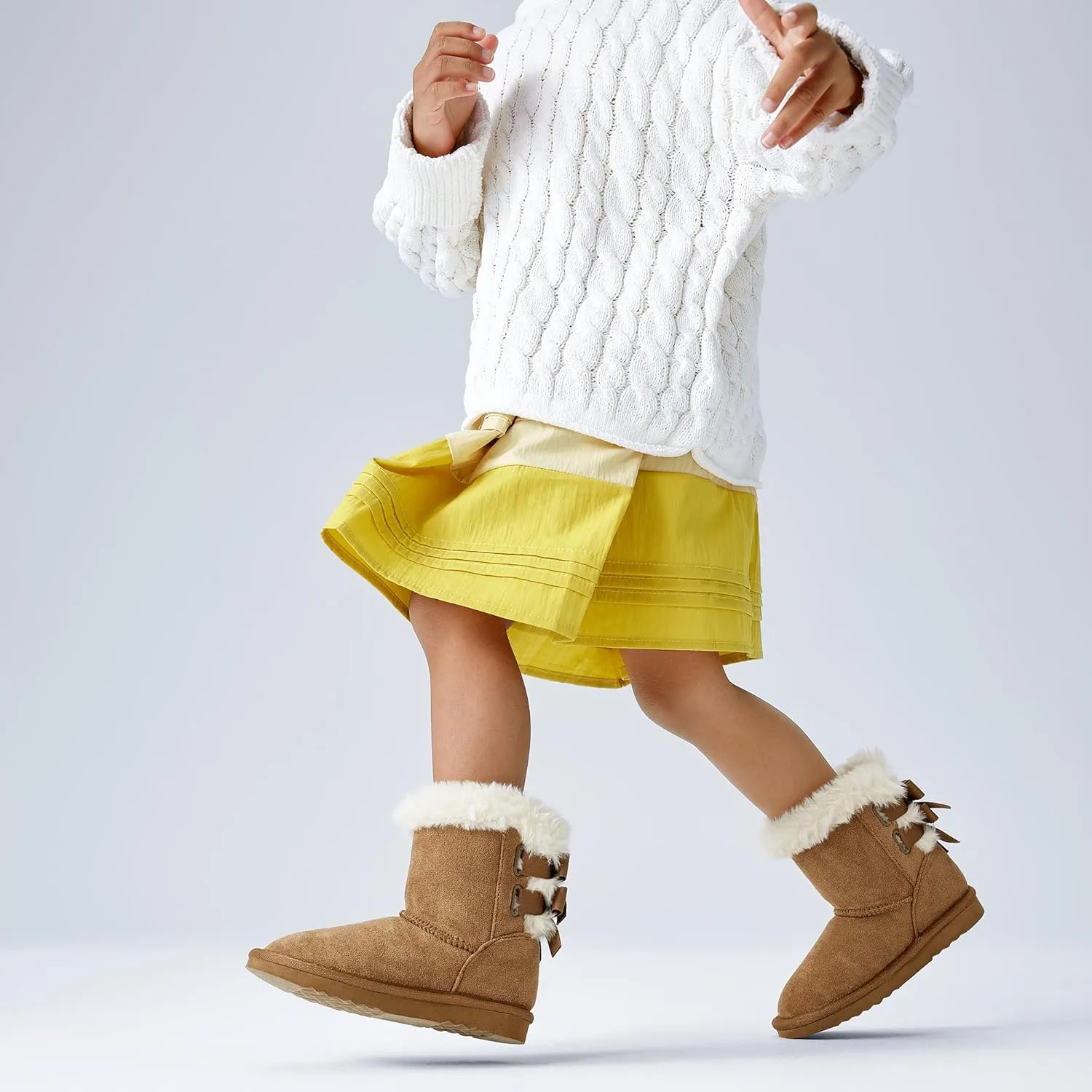 EasyStar Kids' Classic Bow-Tie Warm Fur Mid-Calf Snow Boots for Girls and Boys