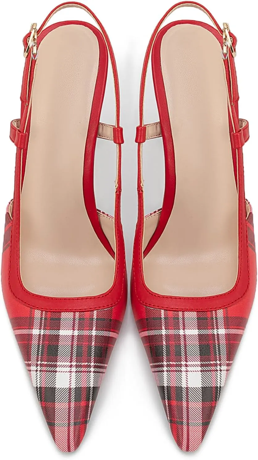 Elegant Gingham Fabric Stiletto Heel Sandals for Women