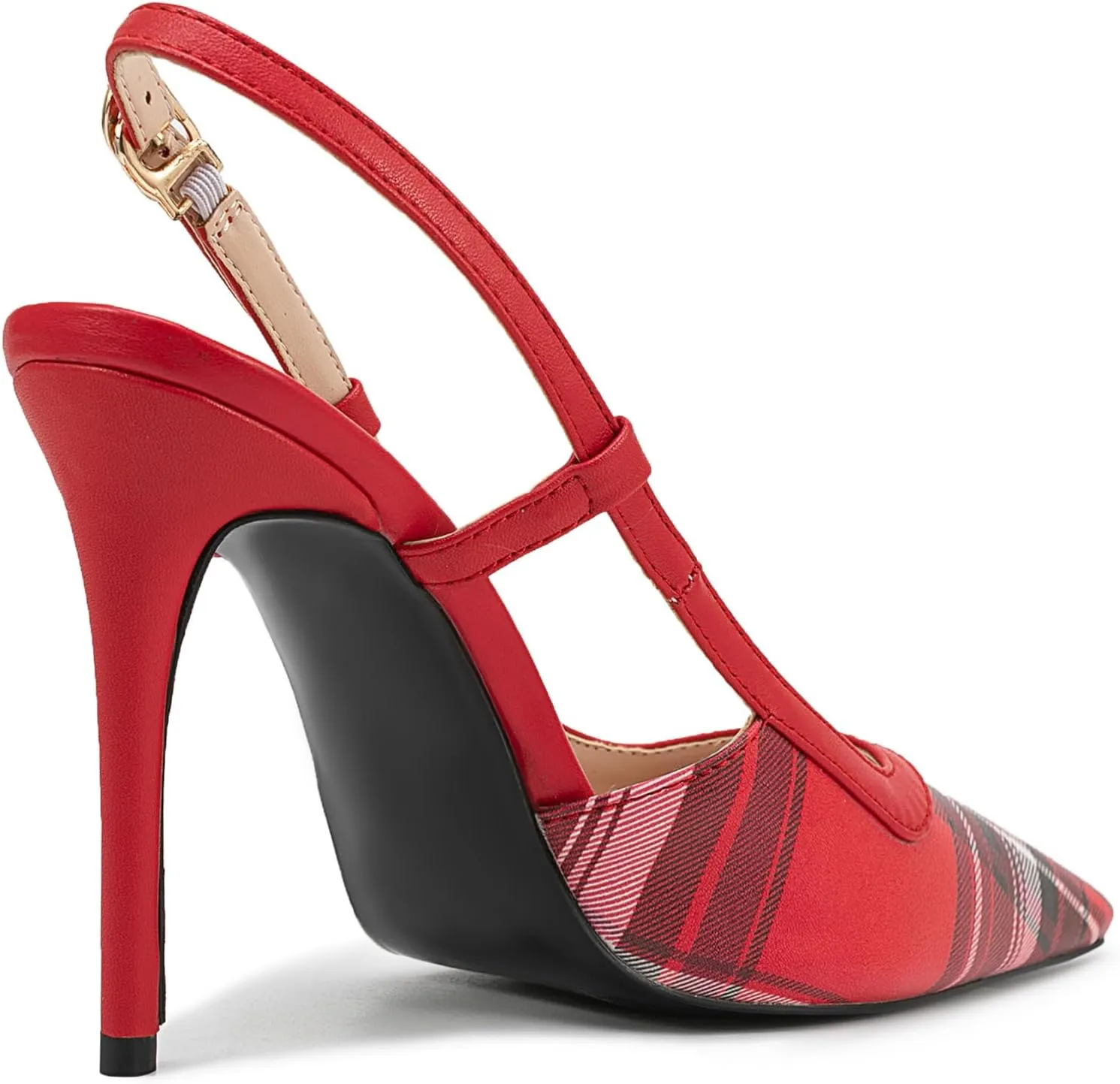 Elegant Gingham Fabric Stiletto Heel Sandals for Women